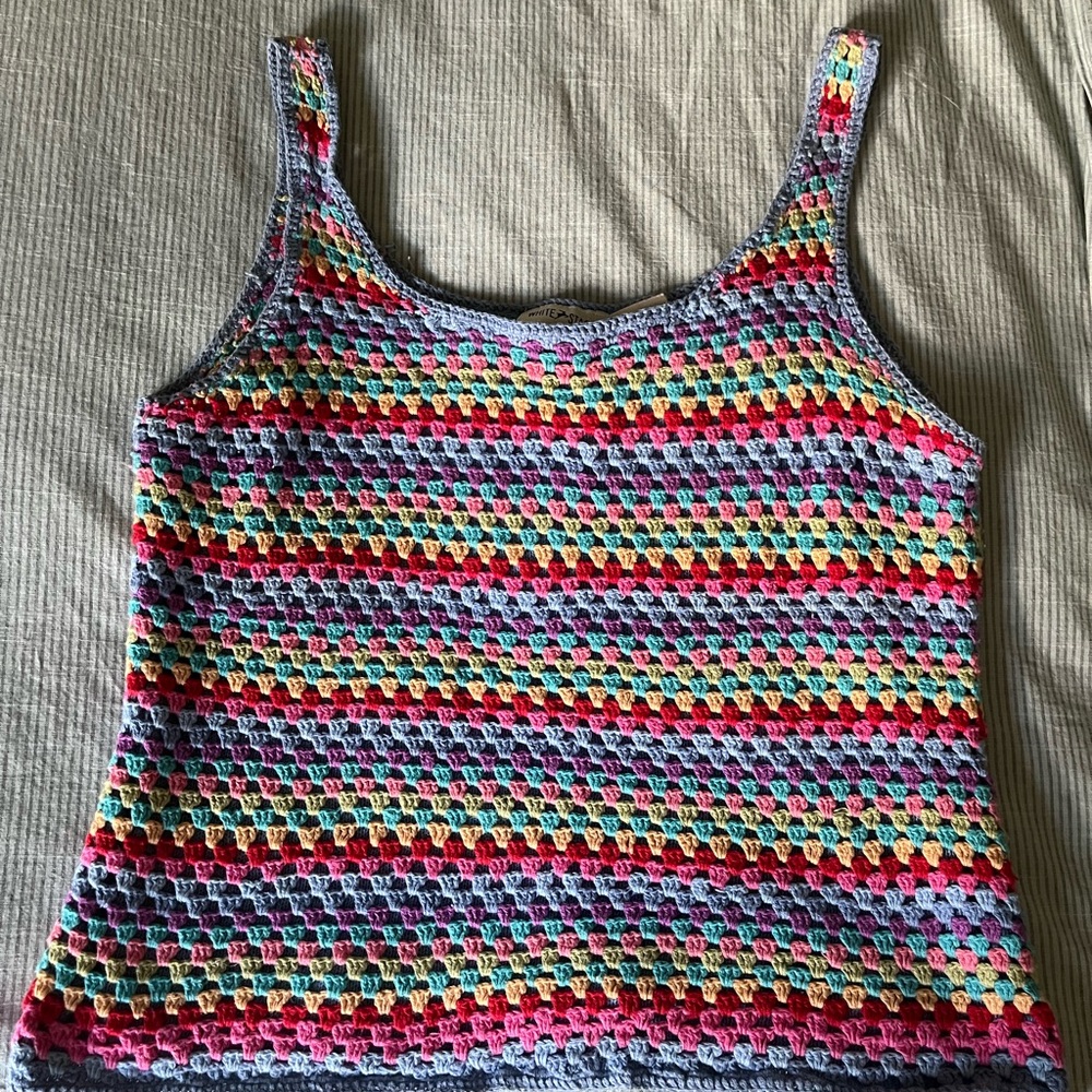 White Stag Multicolor Crochet Tank Top